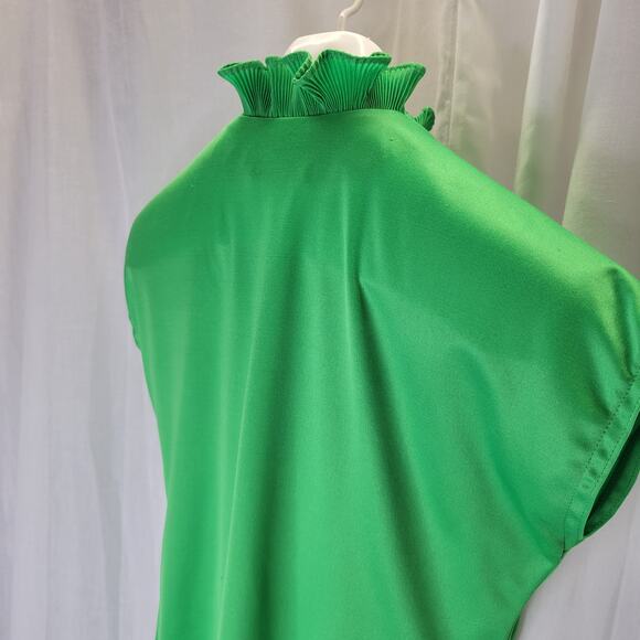 Contemporary Classics Vintage 80s Short Sleeve Button Front w/ Ruffle Collar, M - Picture 6 of 7